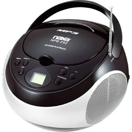 NAXA ELECTRONICS NAXA NPB-252BLK Portable MP3-CD Player with AM-FM Stereo Radio- Black NPB-252BLK